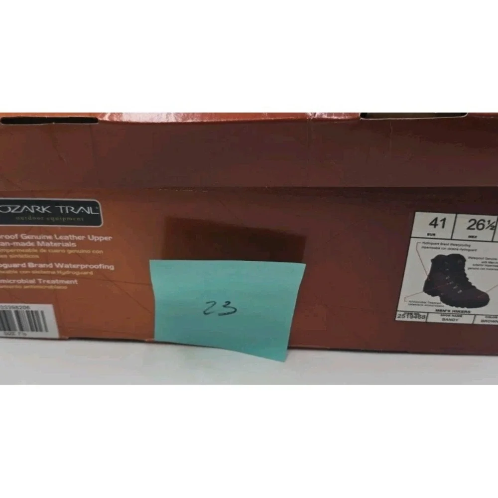 Ozark Trail Bandy Men's Hiking Boots Size 7.5 Dark Brown Leather Waterproof